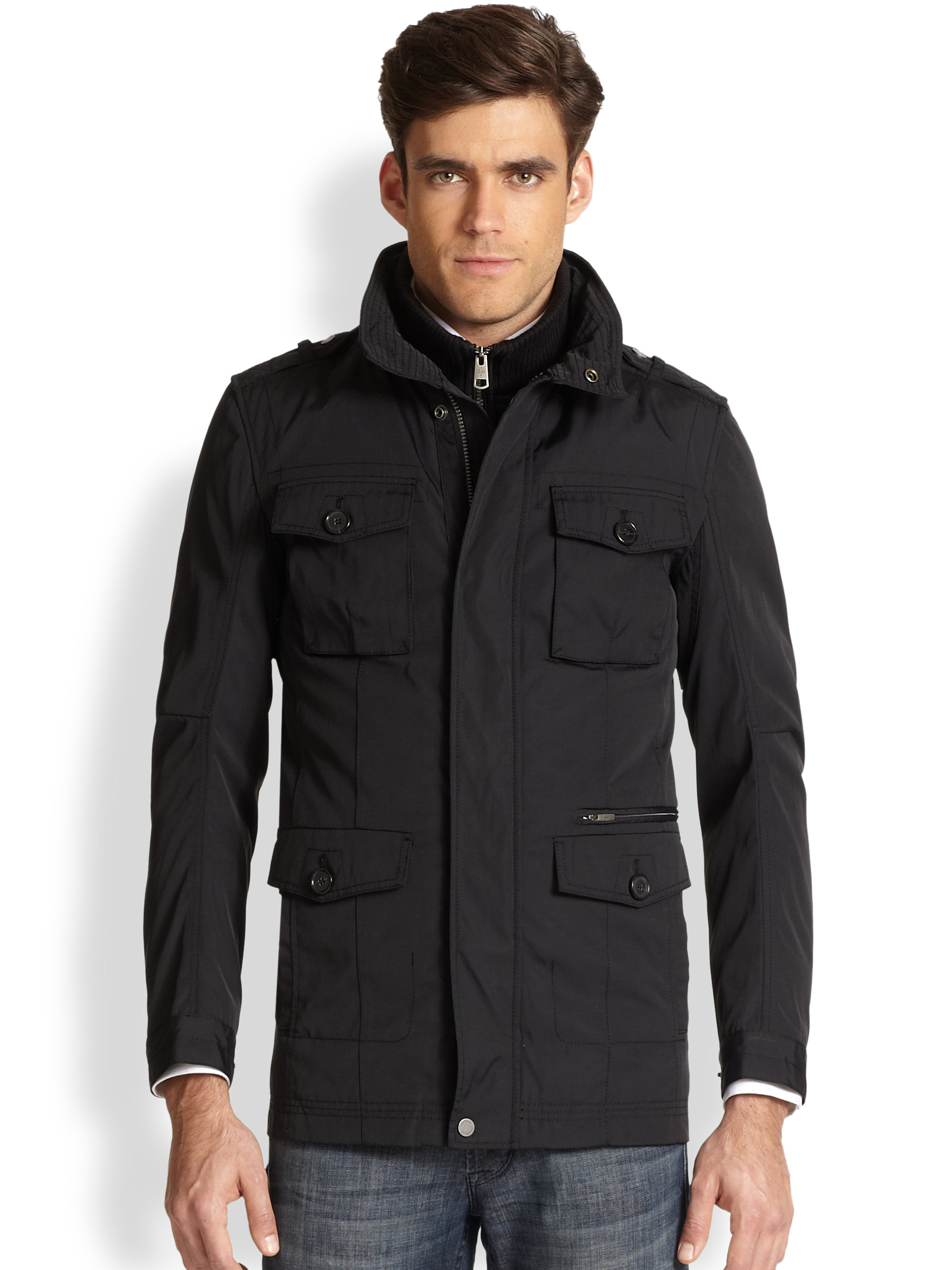 Lyst - Cole Haan Oxford Utility Jacket in Black for Men
