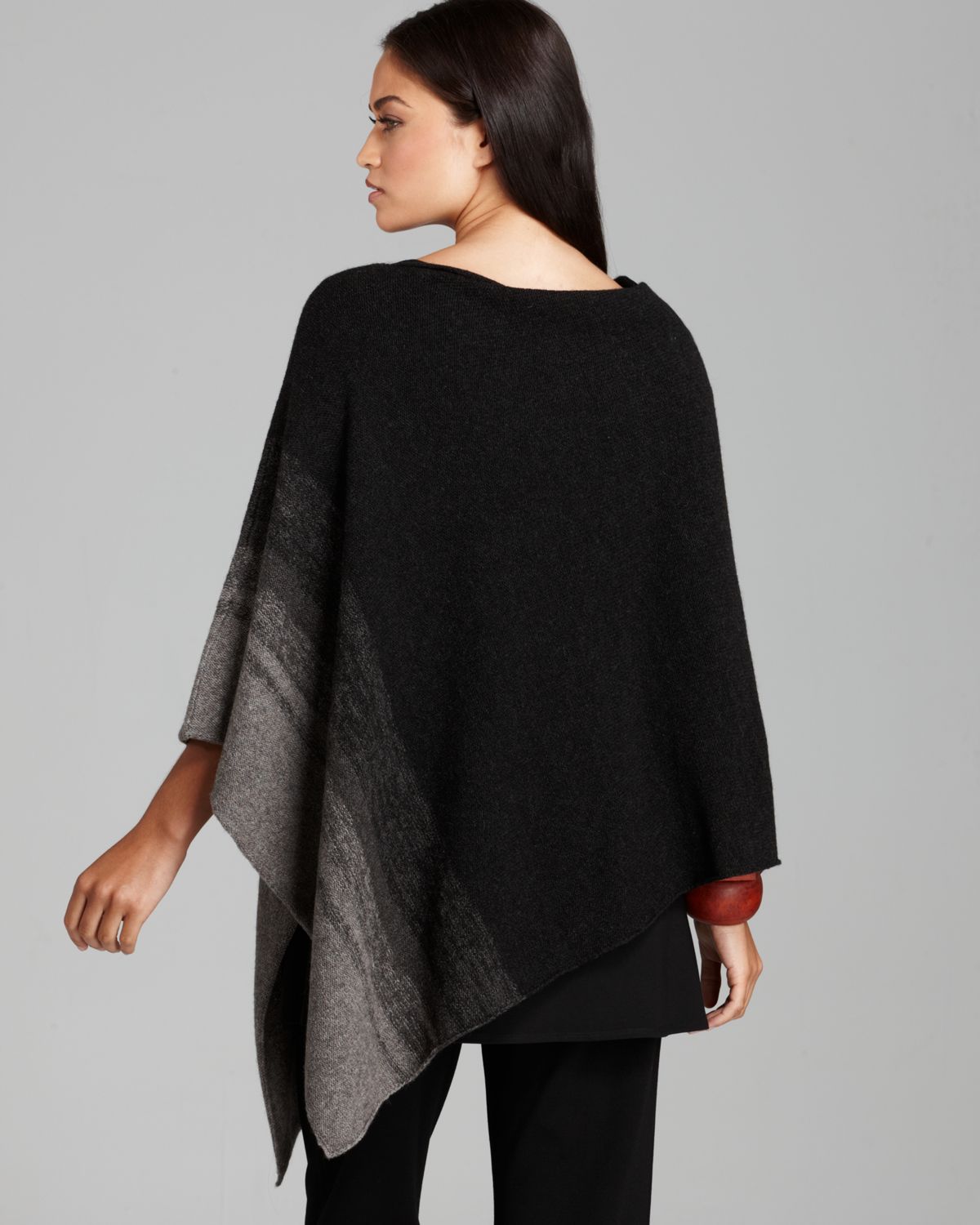 Lyst - Eileen fisher Ombre Stripe Poncho in Black