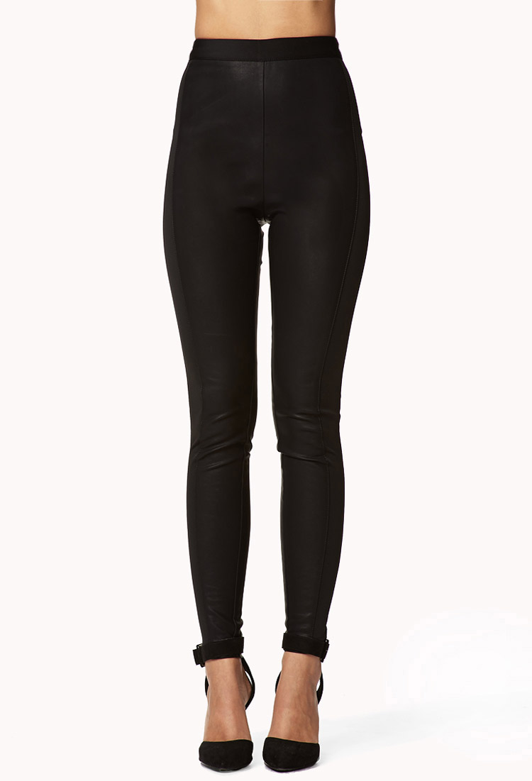 Forever 21 High waisted Faux Leather Pants in Black | Lyst