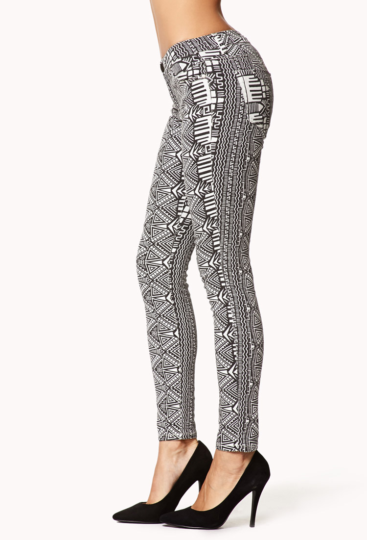 Forever 21 Tribal Print Skinny Jeans in White Lyst