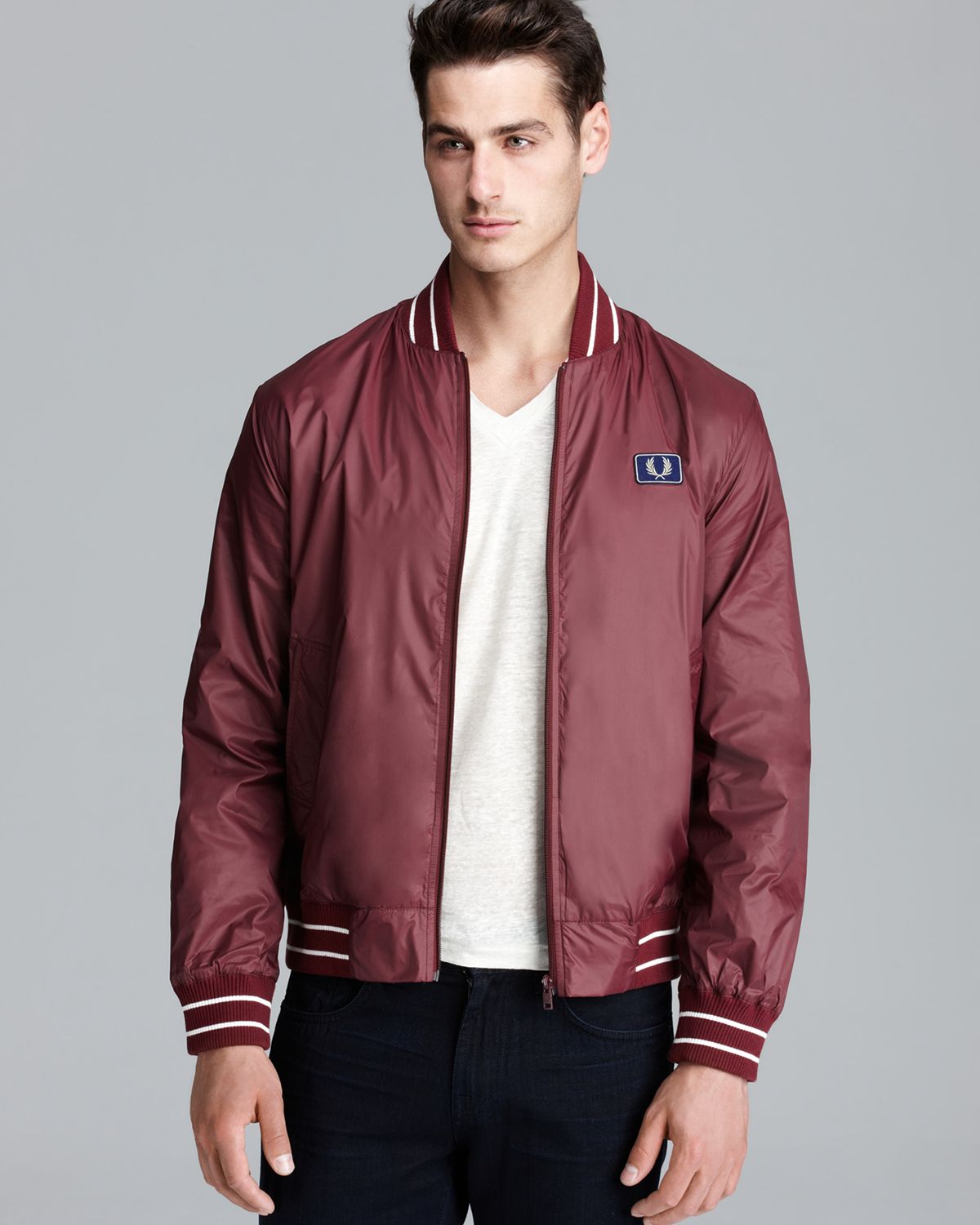 Lyst Fred Perry Tipped Er Jacket In Red For Men Gallery