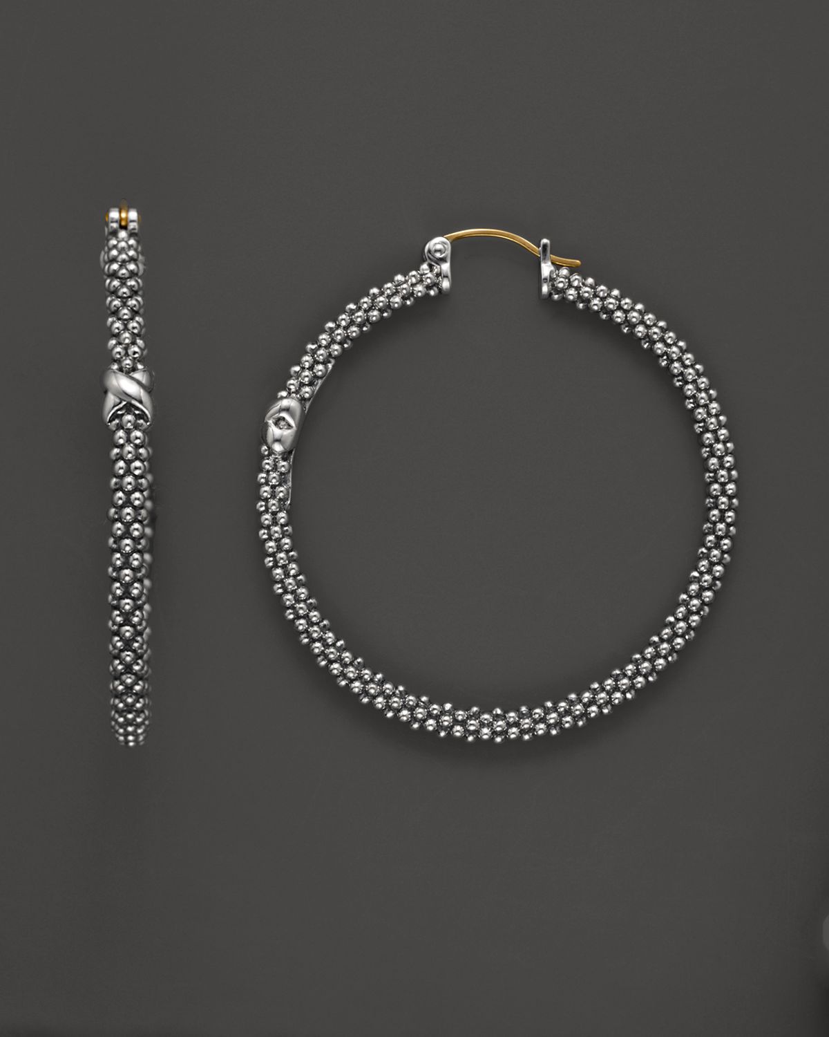 Lyst Lagos Sterling Silver Caviar X Thin Hoop Earrings In Metallic Gallery