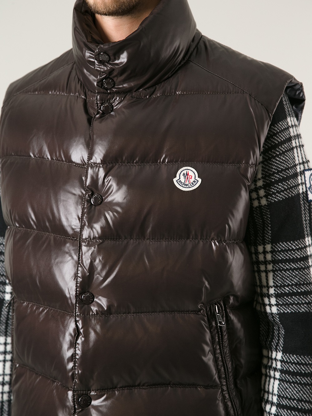 Moncler Tib Gilet in Brown for Men - Lyst