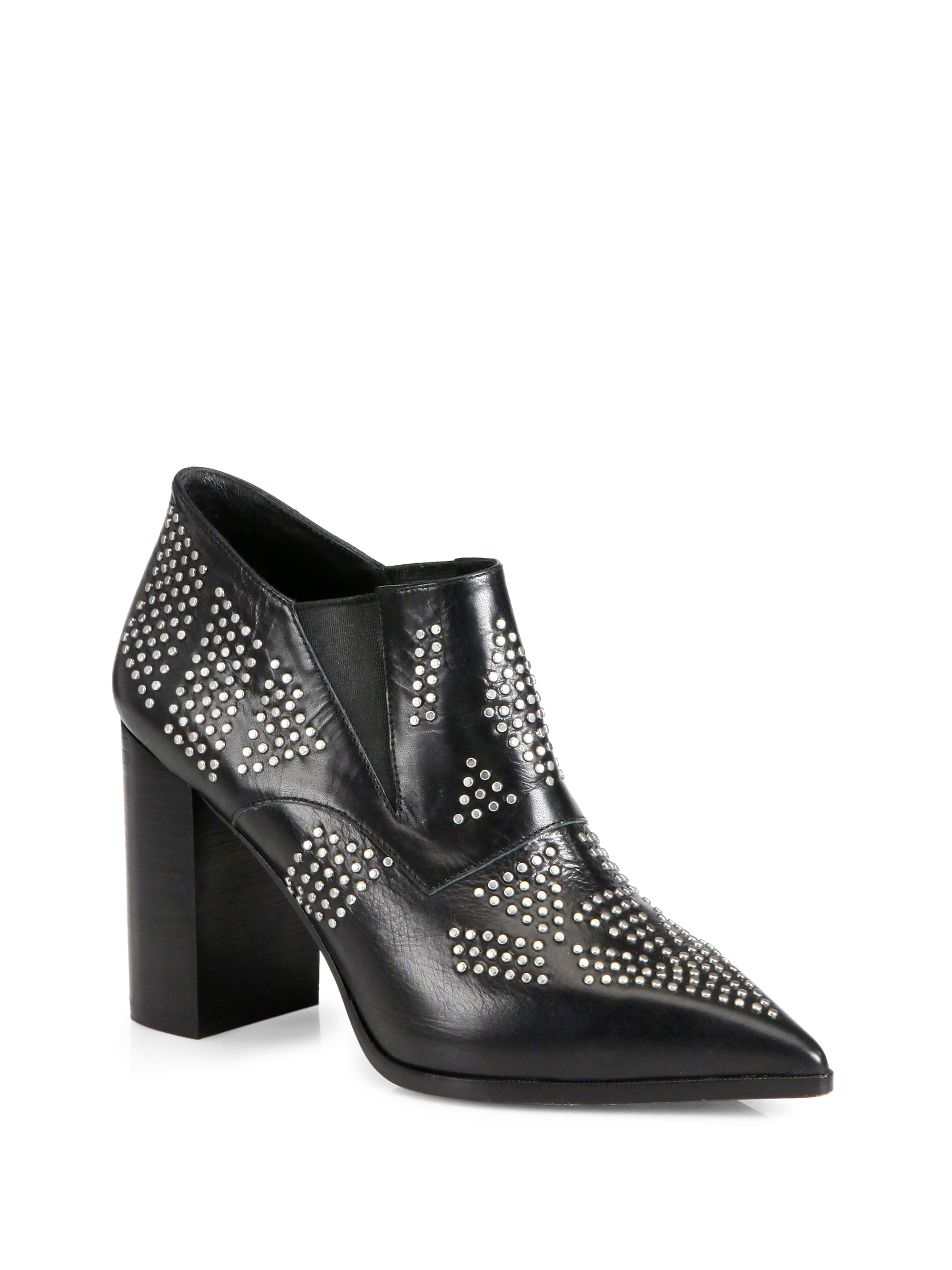 See by chloé Studded Leather Ankle Boots in Black | Lyst