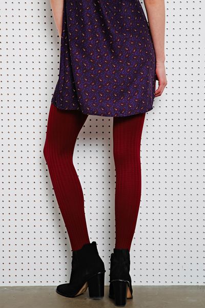 Urban Outfitters Nylon Cable Tights in Burgundy in Red (Wine) | Lyst
