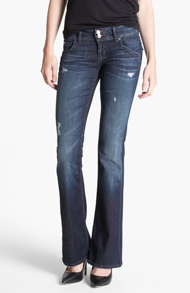 Hudson Distressed Signature Bootcut Jeans in Blue (Escape) | Lyst