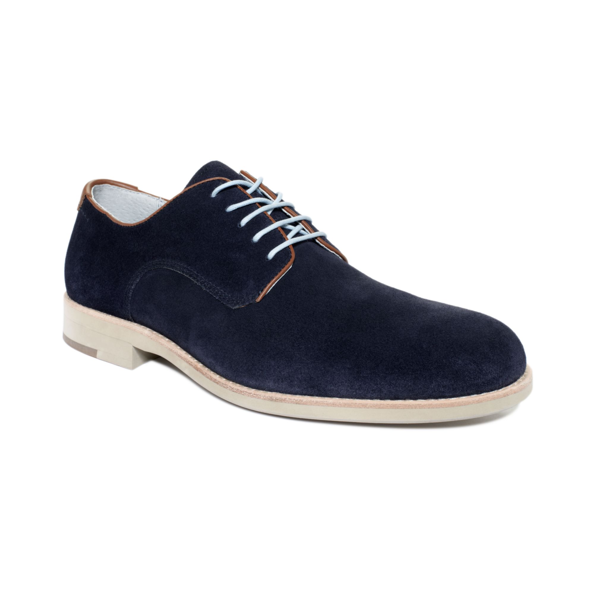 Johnston & Murphy Ellington Suede Plain Toe Shoes in Blue for Men (navy ...