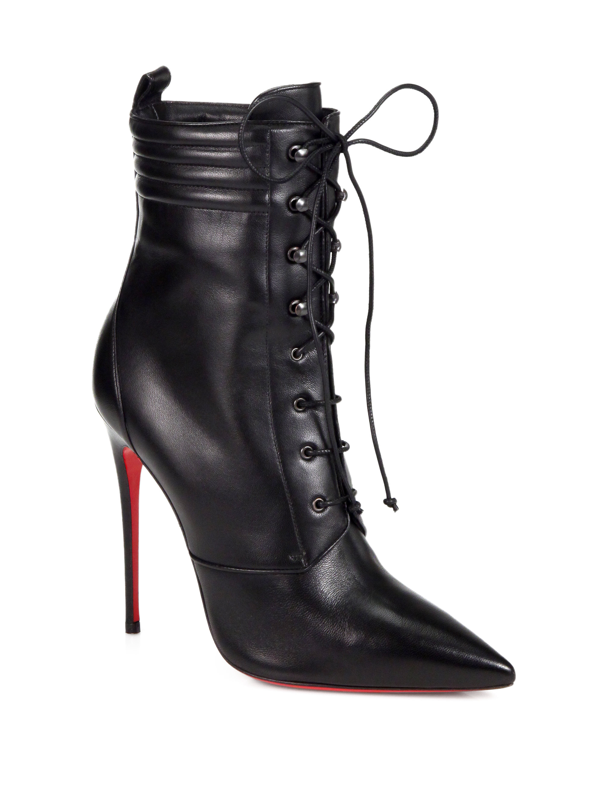 Christian Louboutin Mado Leather Lace up Ankle Boots in Black - Lyst