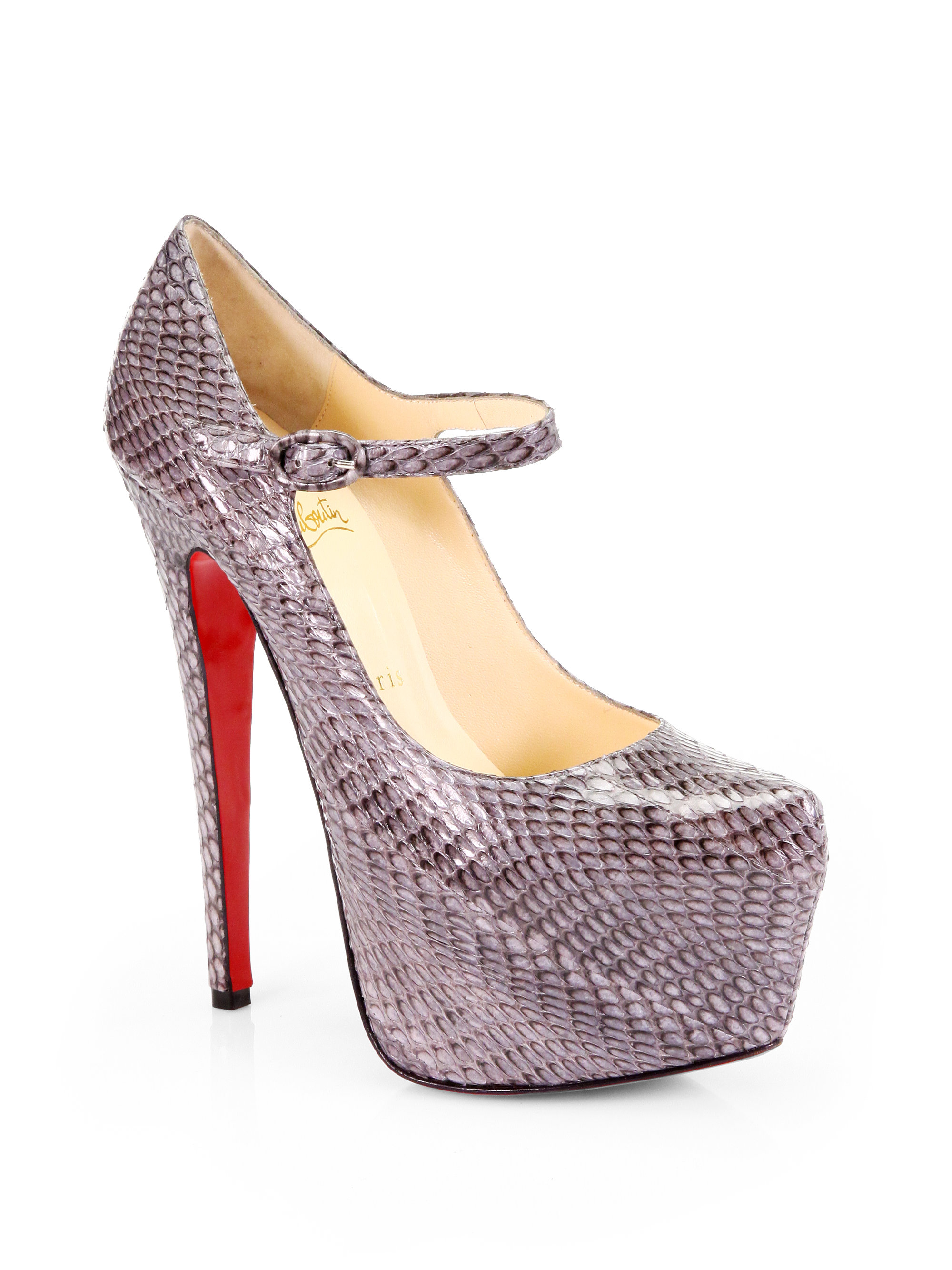 Christian louboutin Lady Daf 160 Cobra Mary Jane Pumps in Gray ...