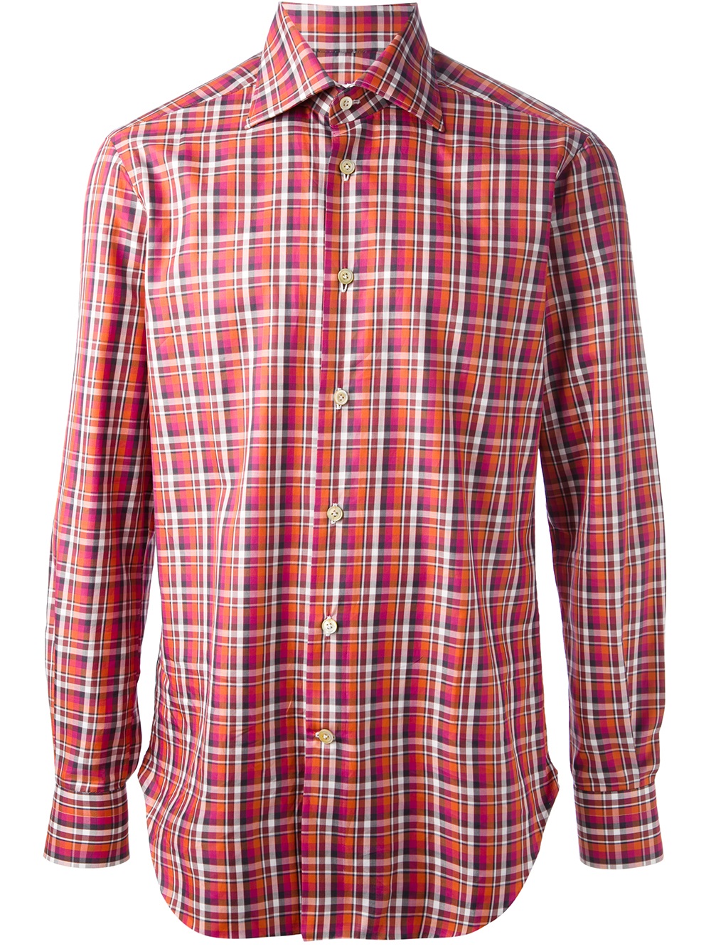 Kiton Checked Shirt in Red for Men (yellow & orange) | Lyst