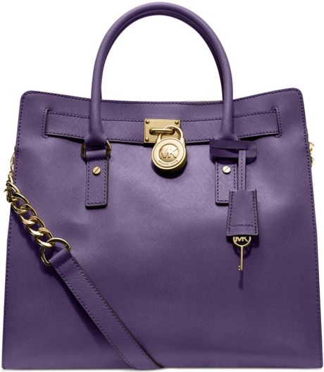 Michael Kors Hamilton Saffiano Leather Tote in Purple (Iris) | Lyst