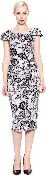 Pied A Terre Lace Print Slinky Knot Dress in Black (Black/White) | Lyst