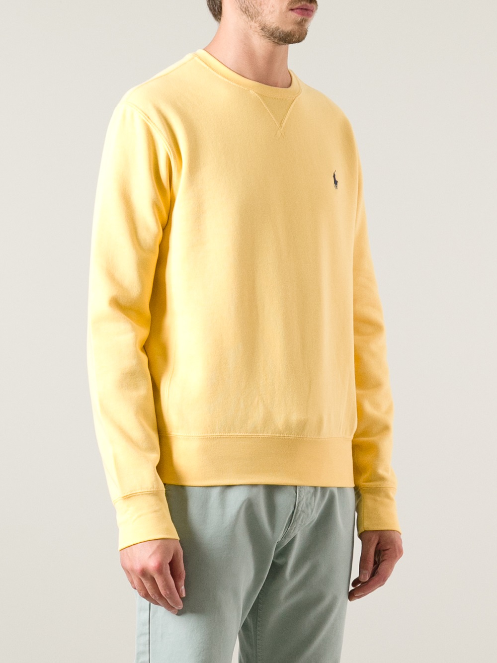 Polo ralph lauren Crew Neck Sweatshirt in Yellow for Men | Lyst