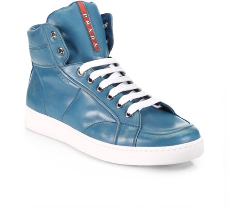 Prada Vintage Nappa Hightop Sneakers in Blue for Men | Lyst
