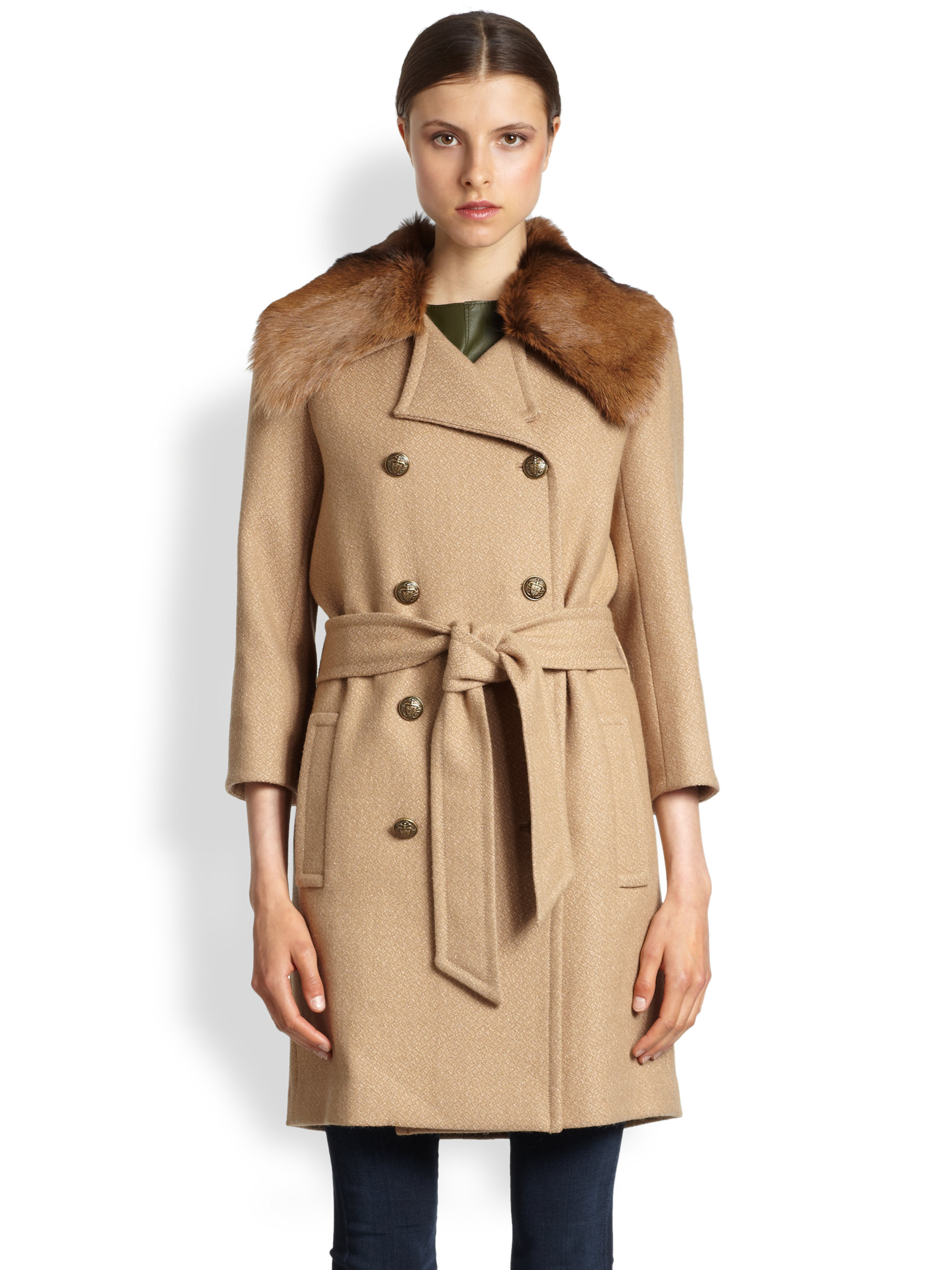 Lyst - Rachel Zoe Florence Goat Furtrim Coat in Natural