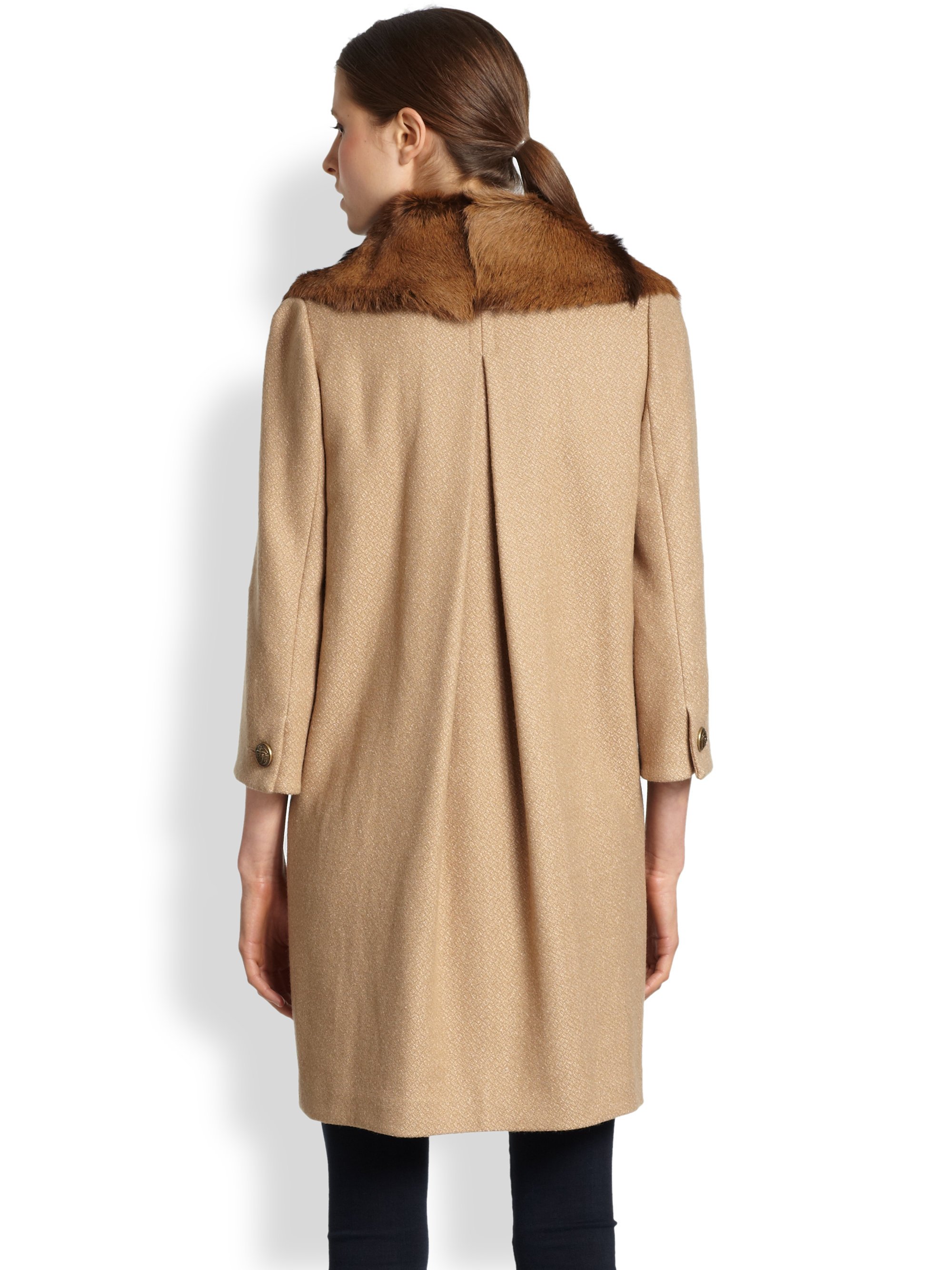 Lyst - Rachel Zoe Florence Goat Furtrim Coat in Natural