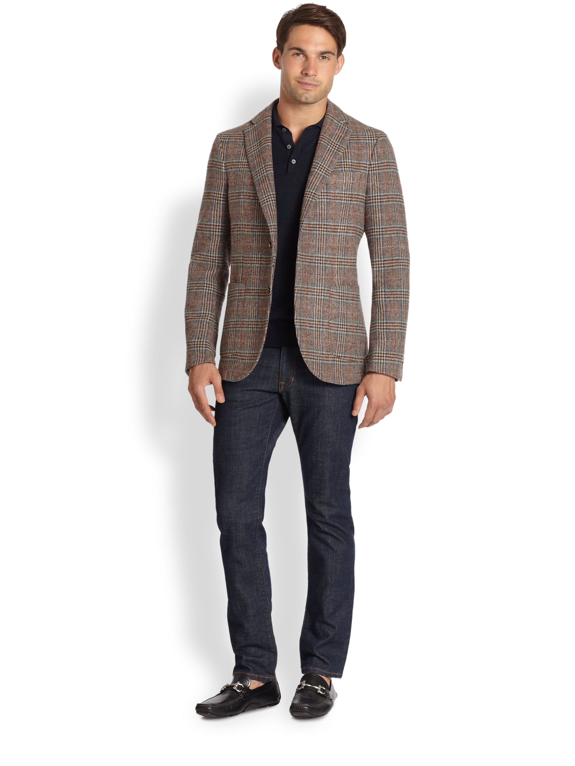 Lyst - Slowear Plaid Wool Blazer in Brown for Men
