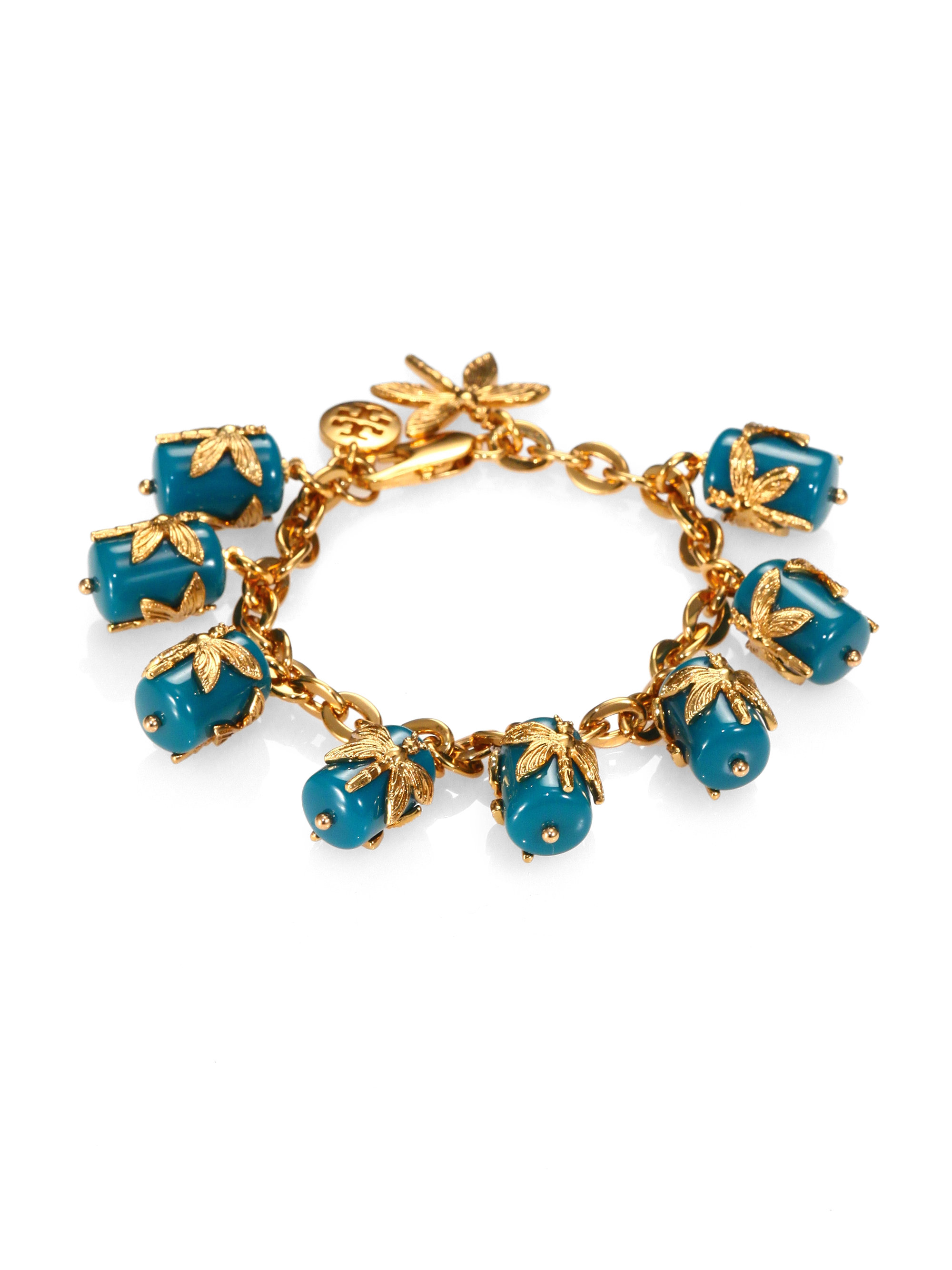 Lyst Tory Burch Dragonfly Charm Bracelet In Metallic Gallery