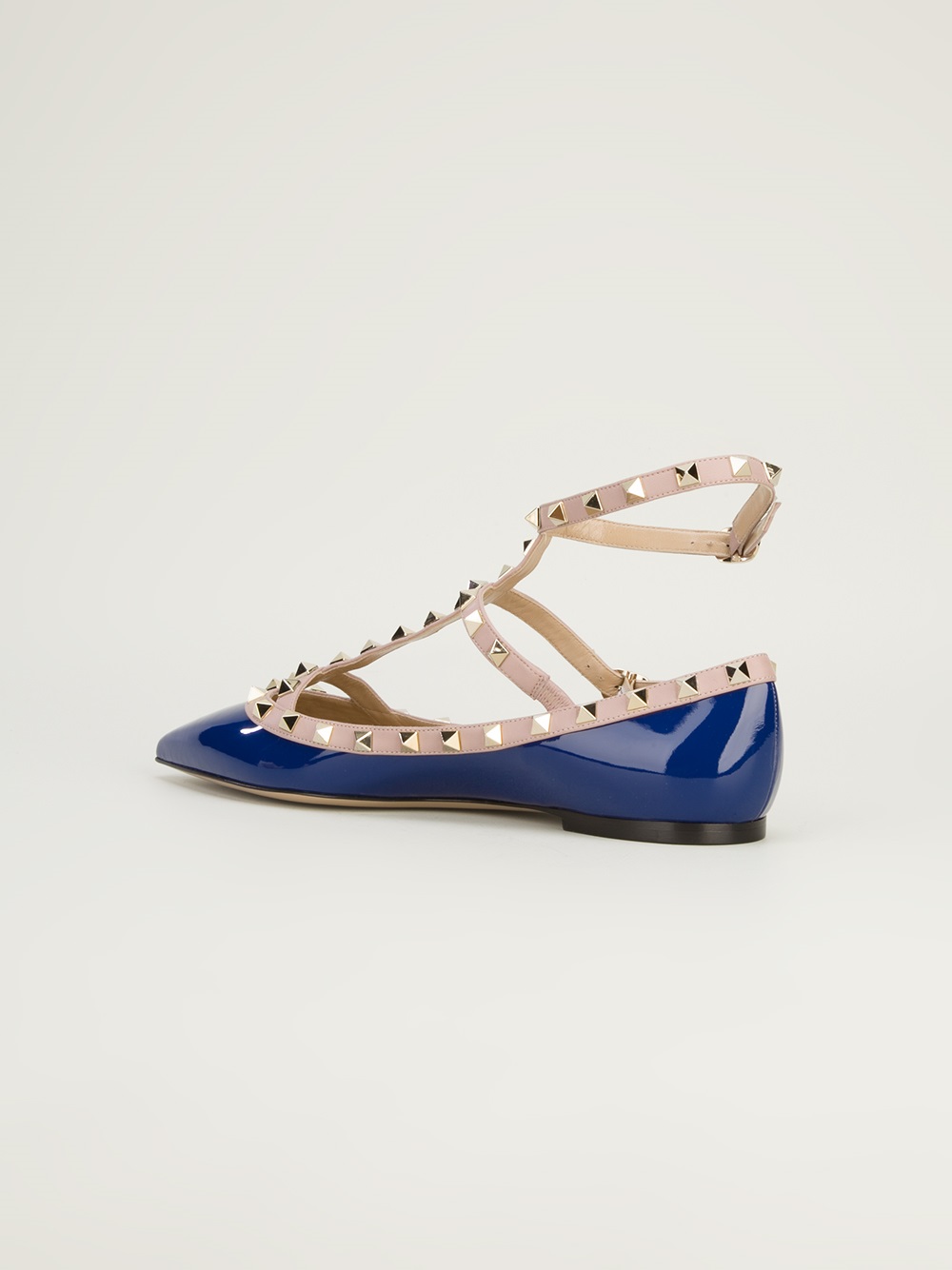 Valentino Rockstud Flat Sandal in Blue | Lyst