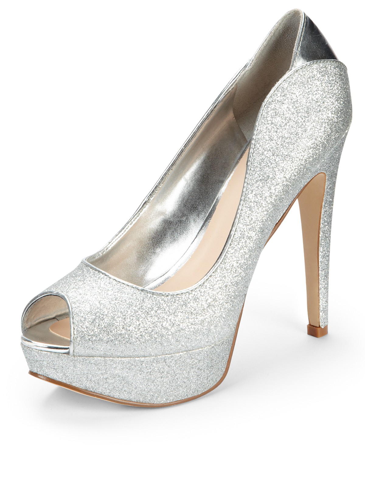 Guess Guess Ashner Peep Toe Shoes in Silver | Lyst