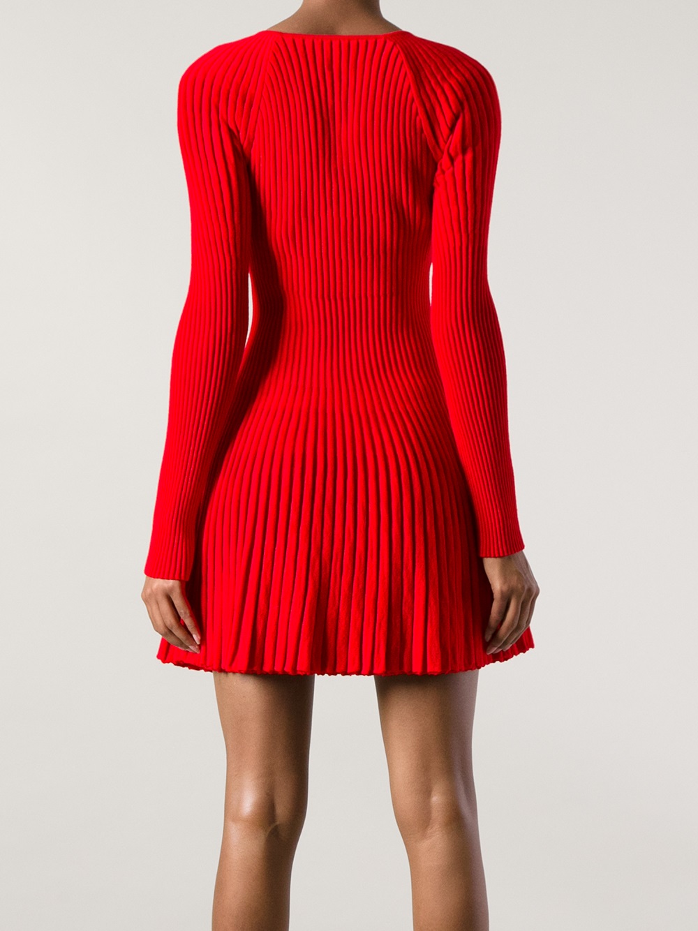 Lyst - Alexander McQueen Ribbed Knit Dress in Red