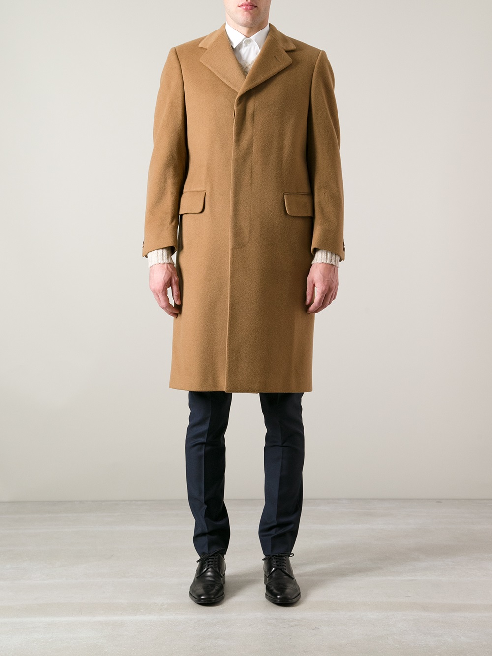 Aquascutum Cashmere and Wool Coat in Brown for Men - Lyst