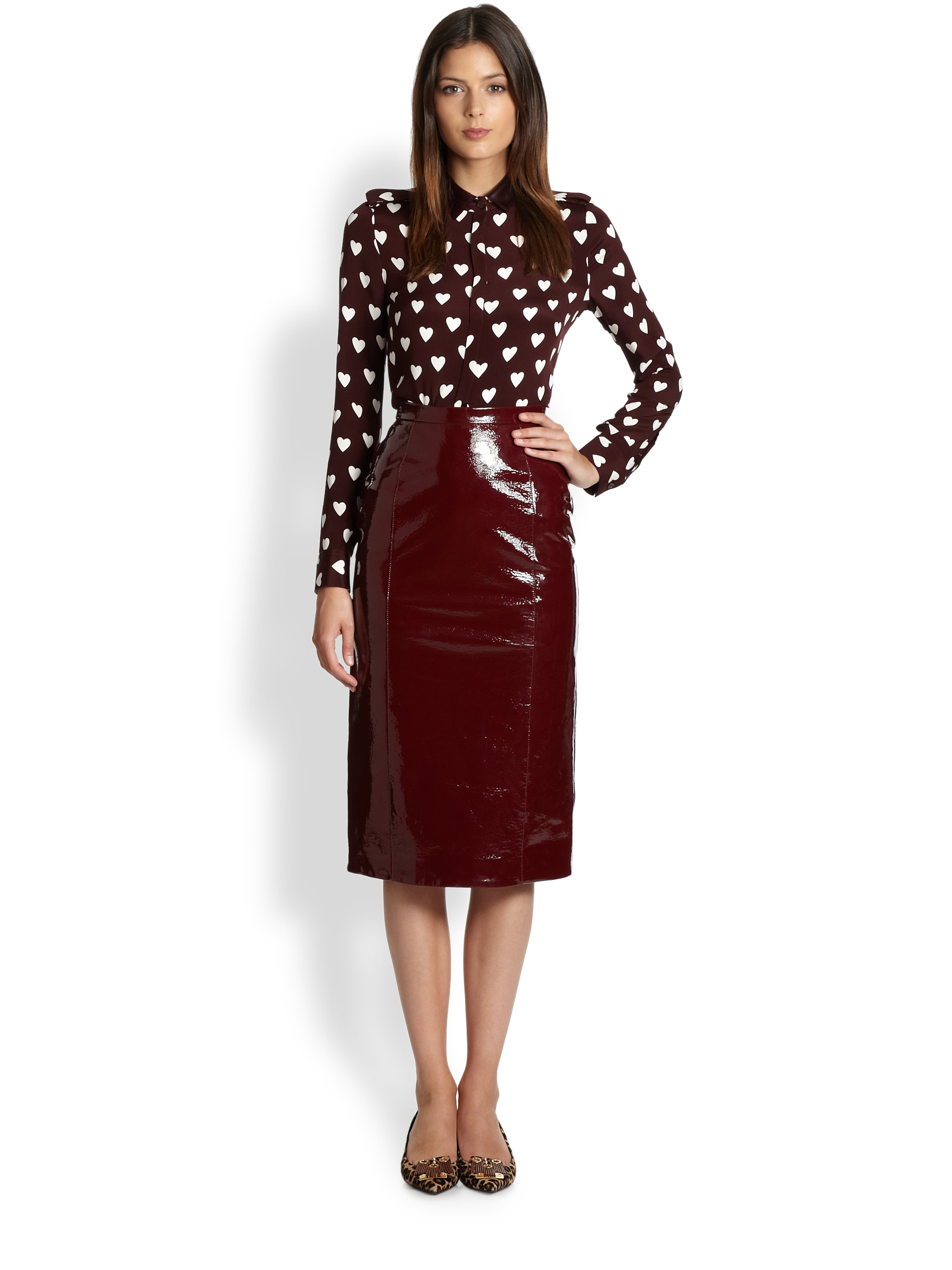 Red Patent Leather Skirt Dress Ala