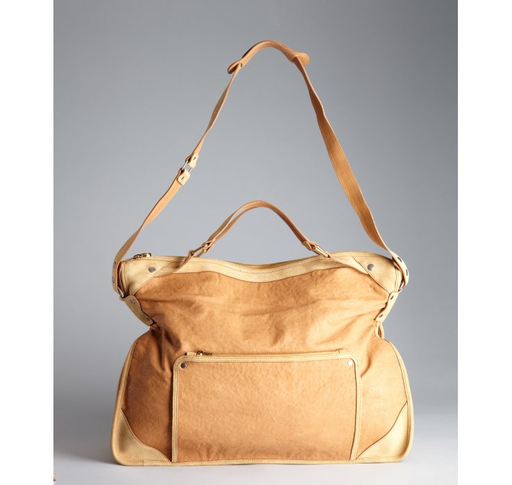 Cline Tan Leather and Suede Large Convertible Top Handle Bag in ...