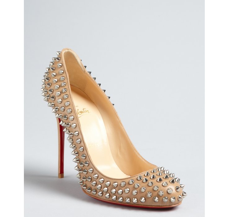 christian.louboutin spiked beige