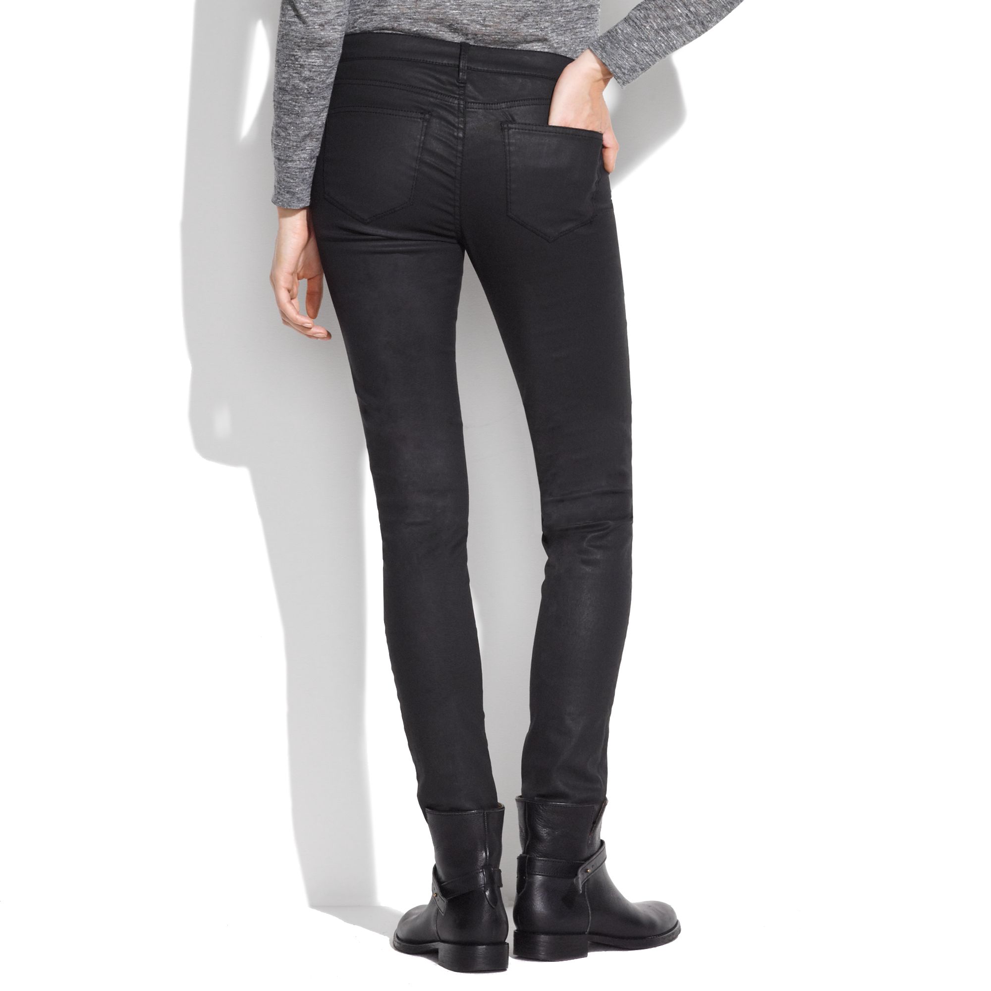 Lyst Madewell Skinny Skinny Coated Jeans In Black 6084