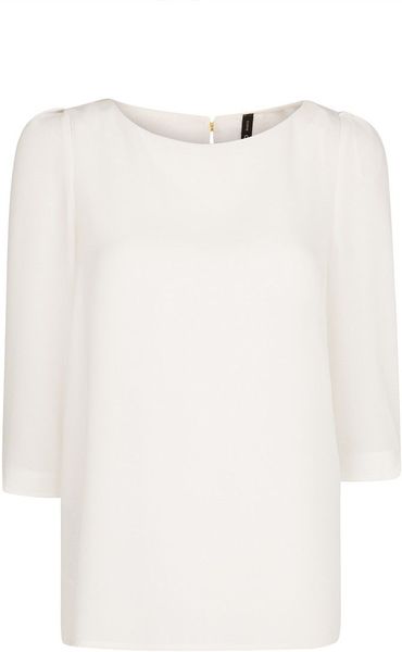 Mango Round Neck Blouse in White | Lyst