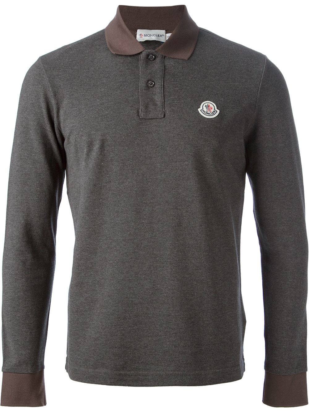 Lyst - Moncler Contrast Detail Polo in Gray for Men