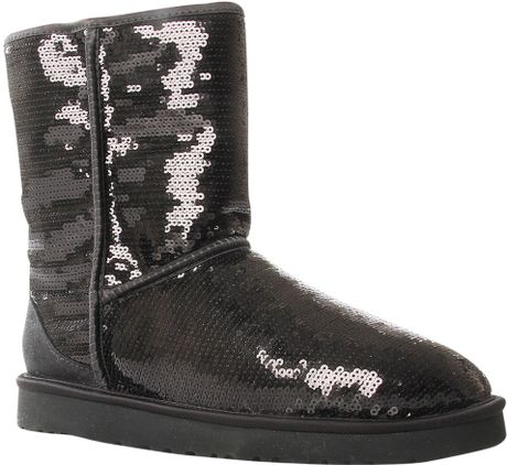 Ugg 'Classic Short Sparkles' Boot in Black | Lyst