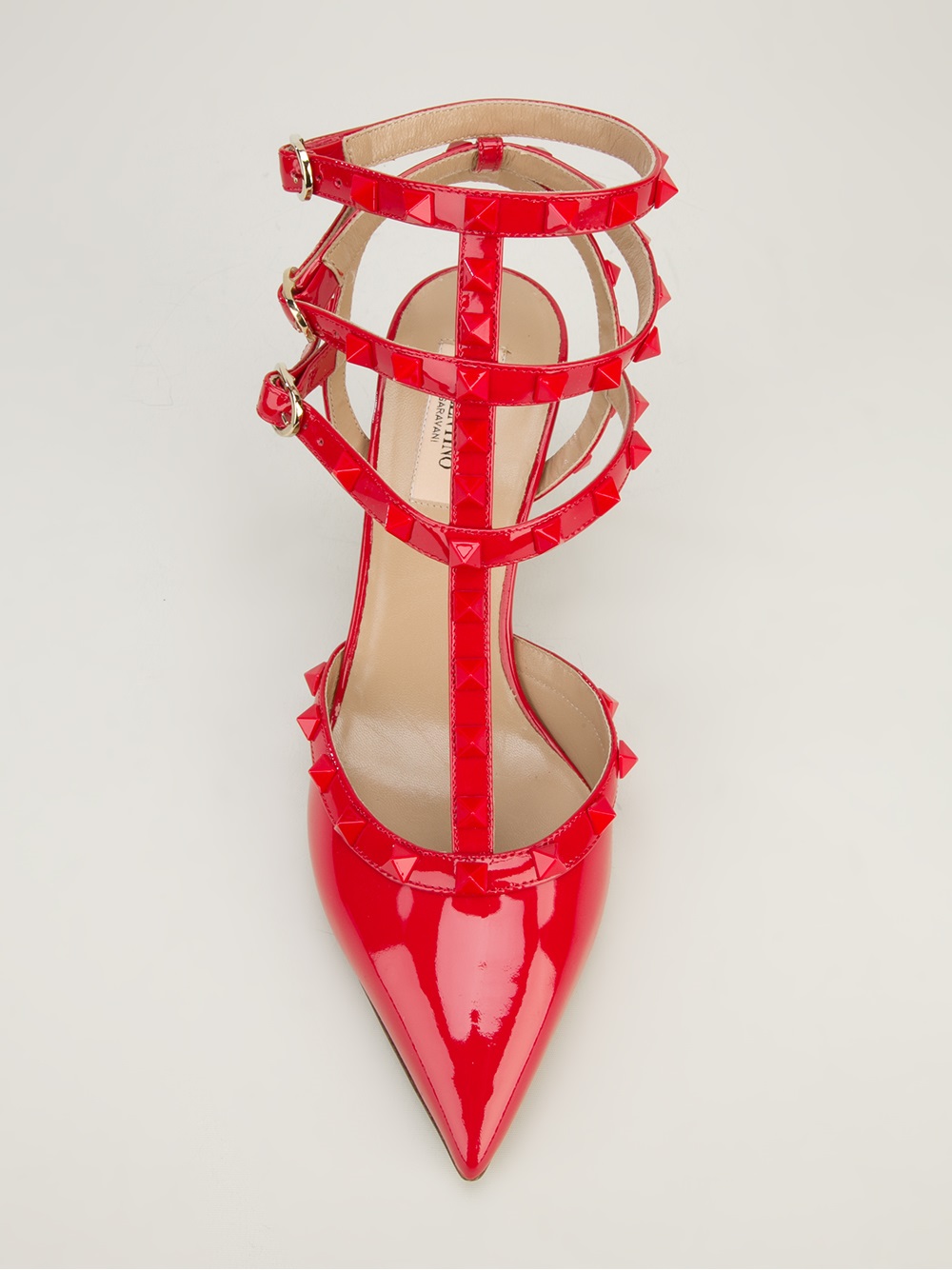 Lyst Valentino Studded Mid Heel Sandal in Red