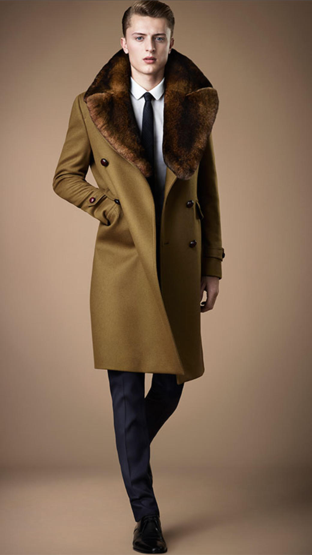 Lyst - Burberry Rabbit-Fur and Wool Military Coat in Brown for Men