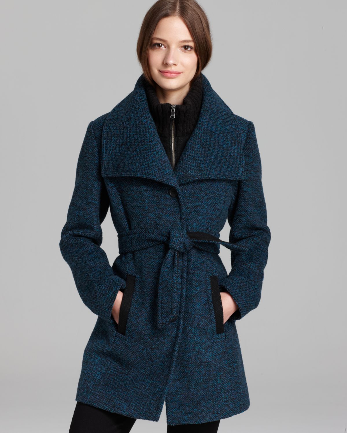 Marc New York Coat - Vintage Tweed in Blue (Teal/Black) | Lyst