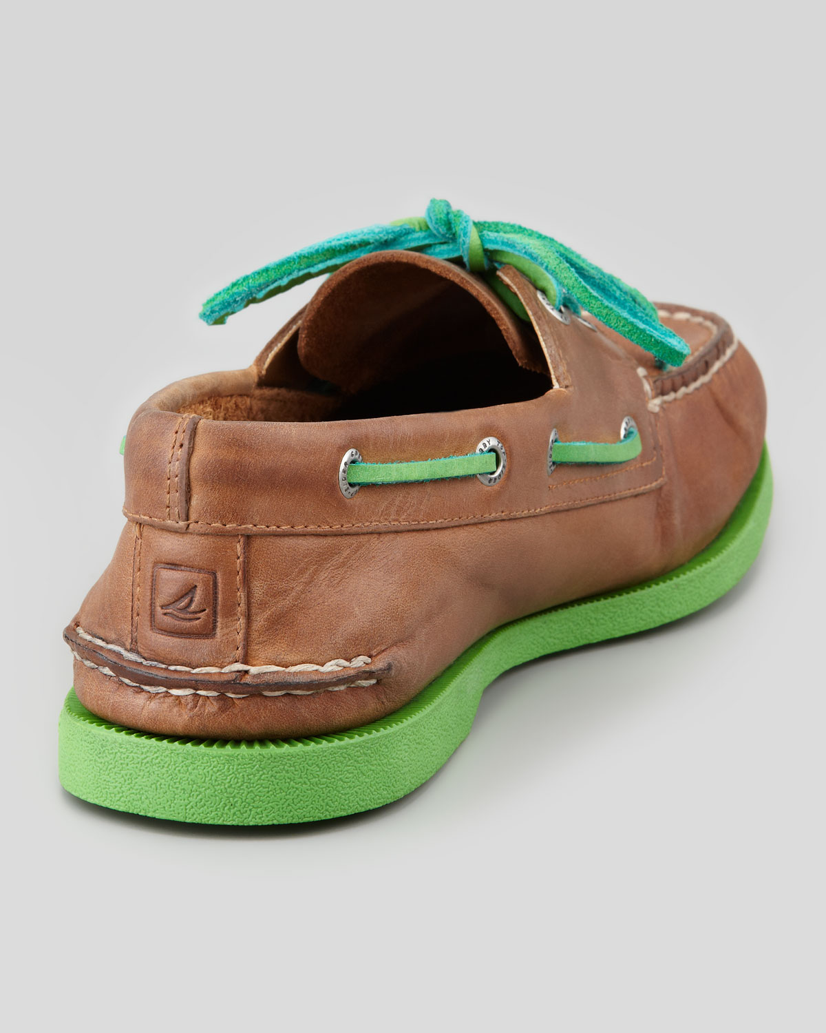 green sperry boat shoes
