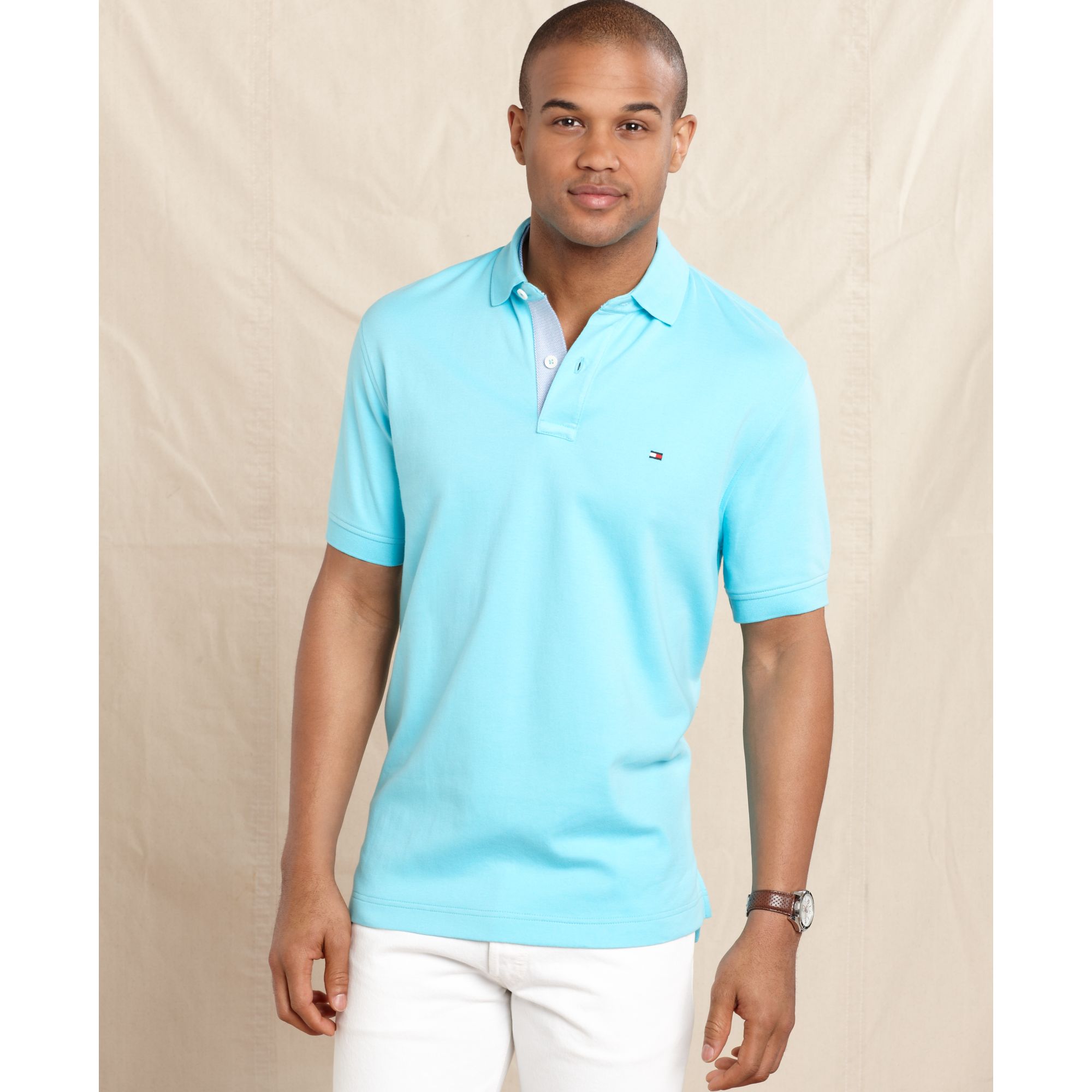 Tommy Hilfiger Harrison Short Sleeve Polo Shirt in Blue for Men (aqua ...