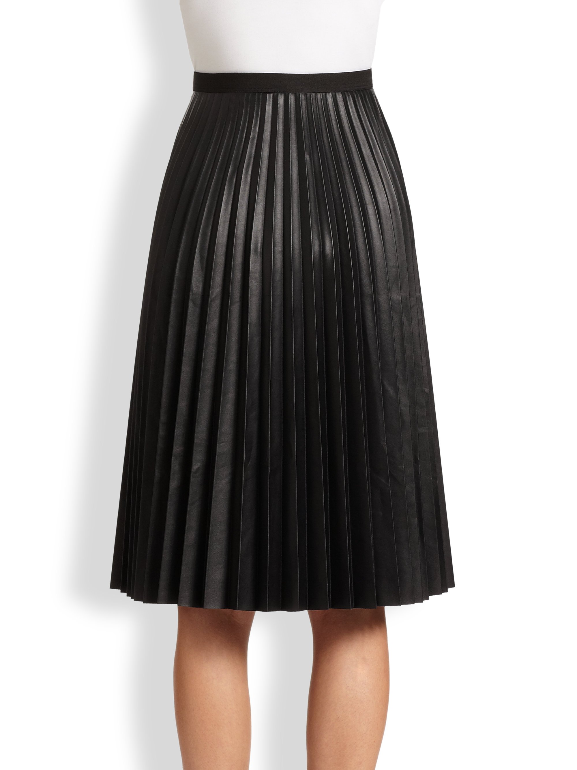 Bcbgmaxazria Elsa Faux Leather Pleated Skirt in Black | Lyst
