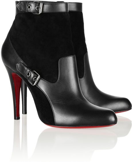Christian Louboutin Canassone 100 Buckled Suede And Leather Ankle Boots ...