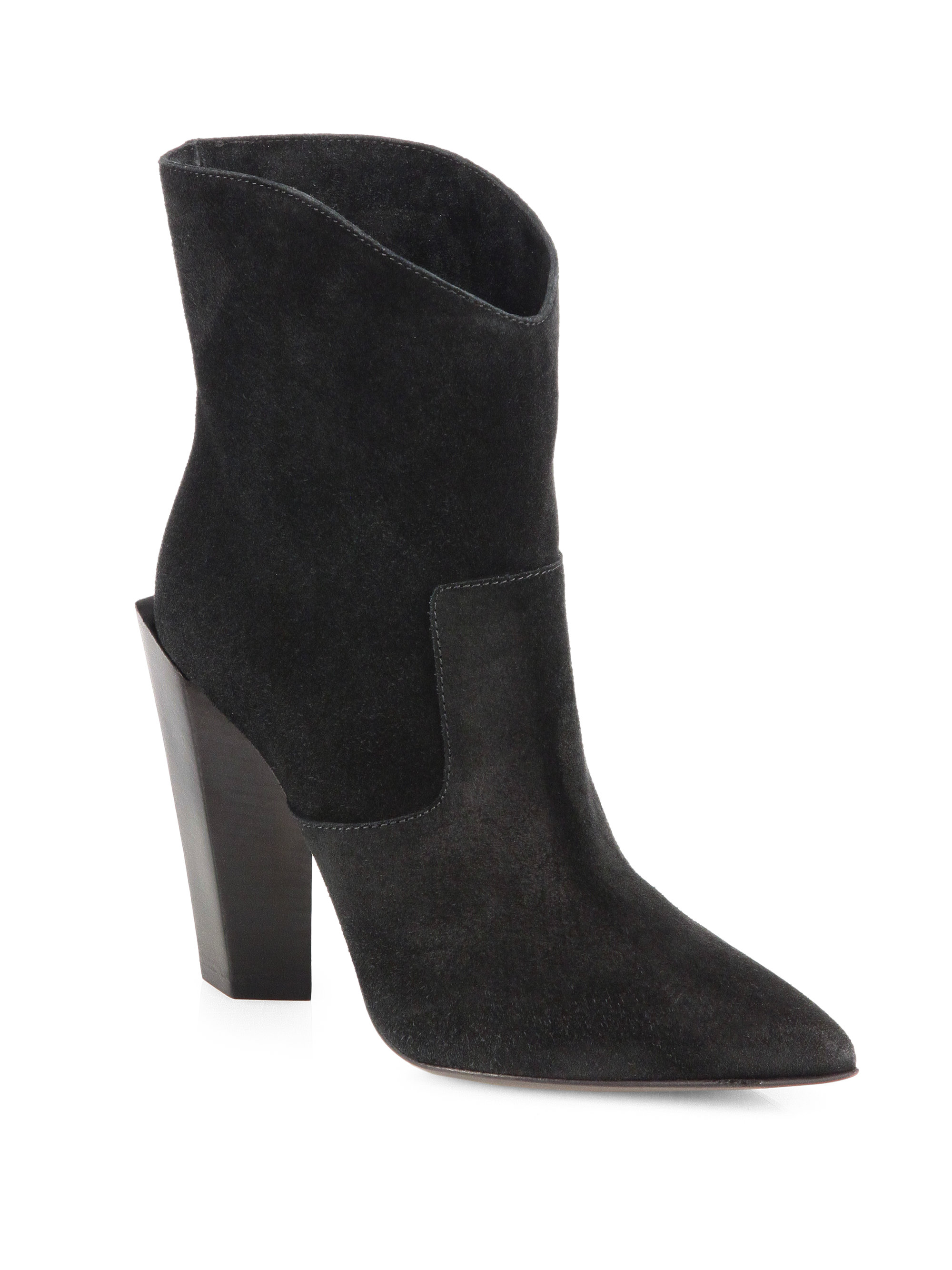 Fendi Suede Western Ankle Boots in Black | Lyst