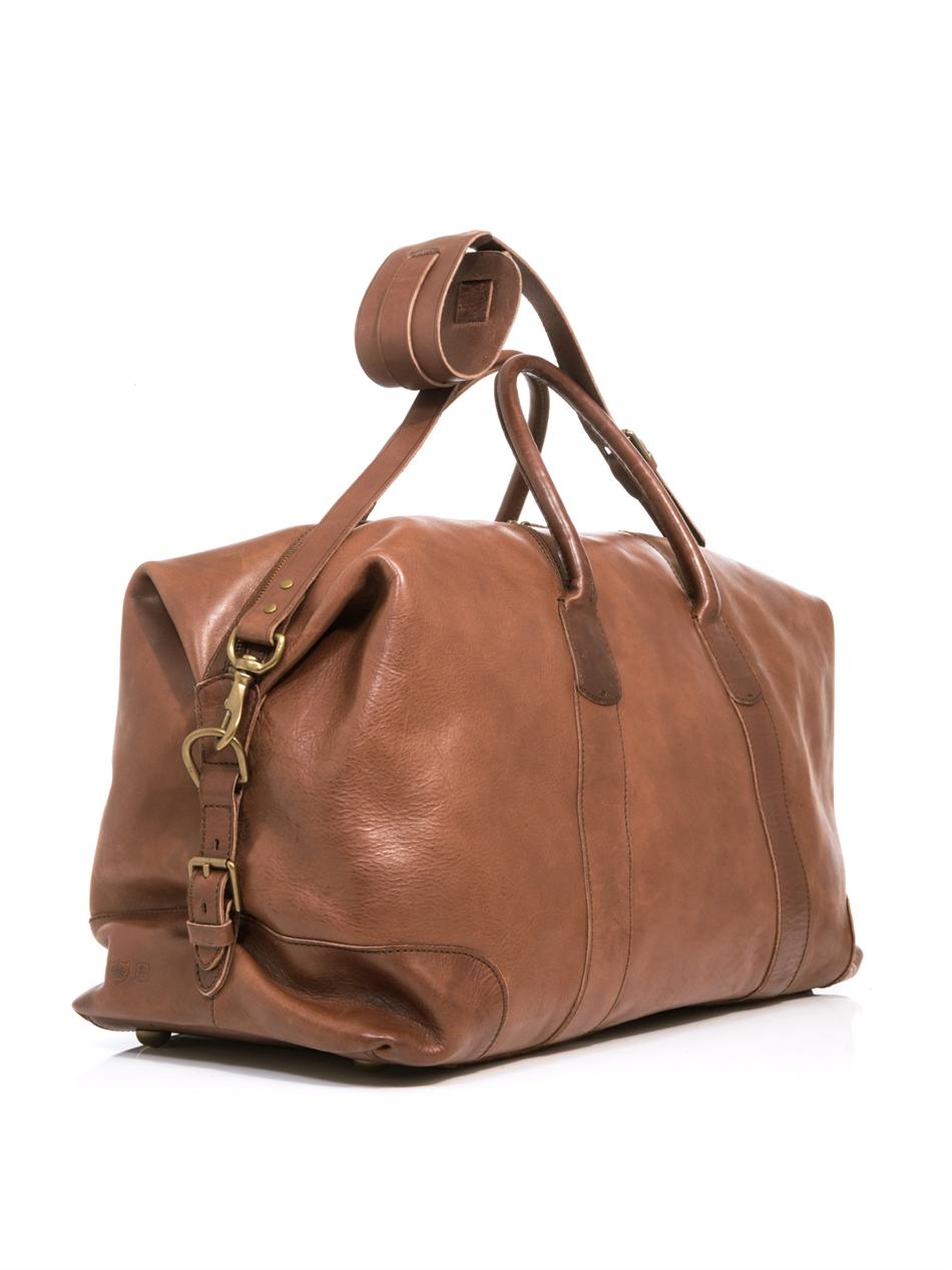 Polo Ralph Lauren Leather Weekender Bag in Brown for Men - Lyst