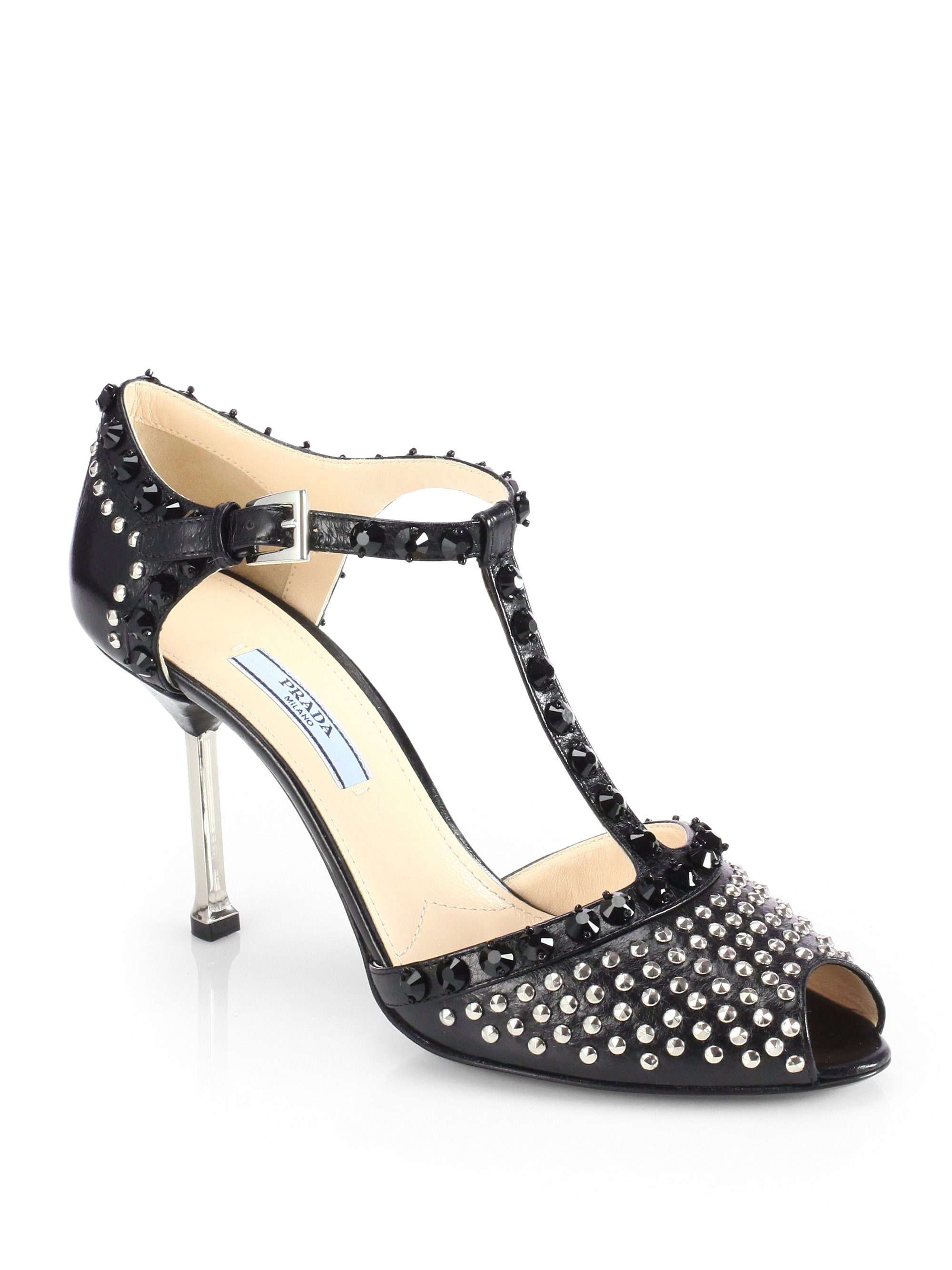 studded t strap pumps