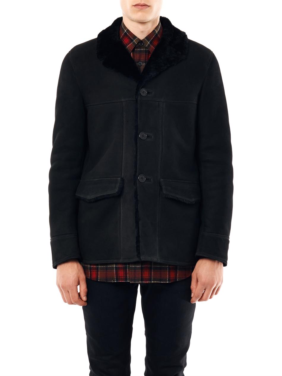 Lyst - Saint Laurent Shearling Jacket in Black for Men