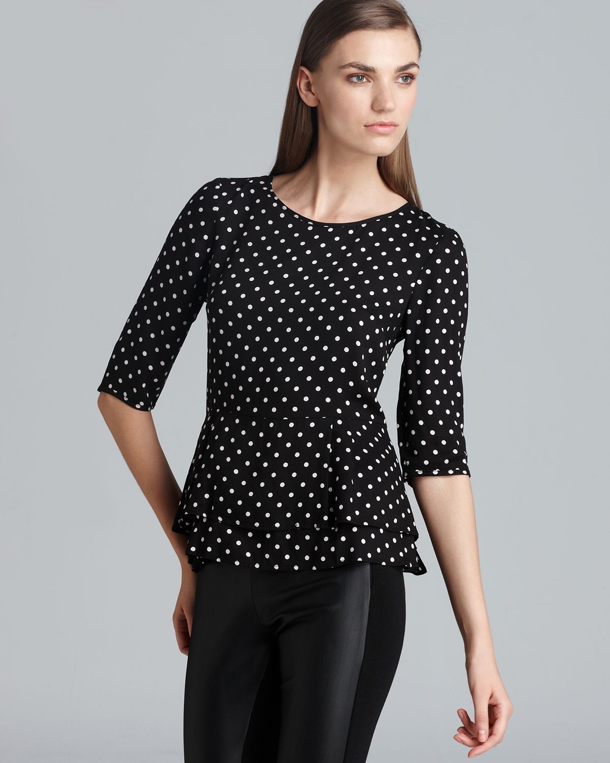 lyst connection top ziggy spot peplum in black lyst connection top ziggy spot peplum in black
