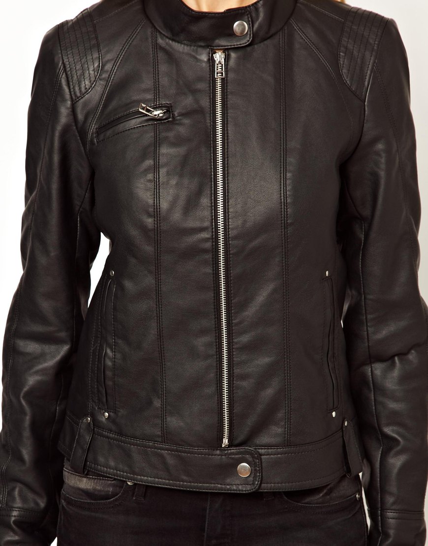 Lyst - Dr. Denim Vero Moda Distressed Leather Look Biker Jacket in Black