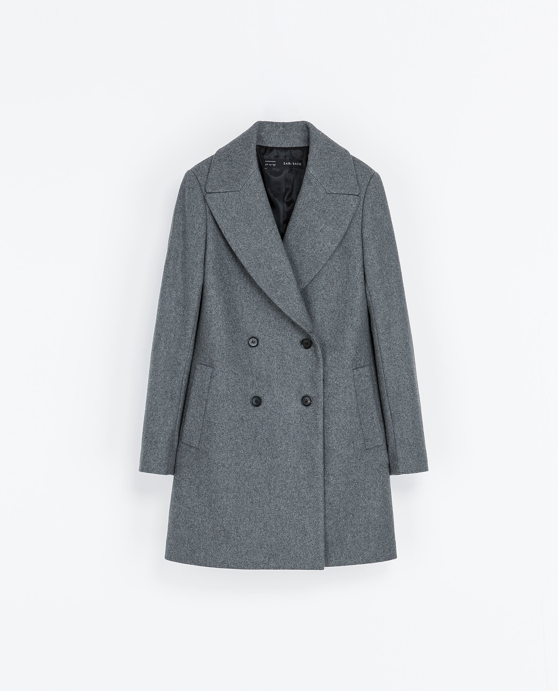 Zara Double Breasted Wool Coat in Gray | Lyst