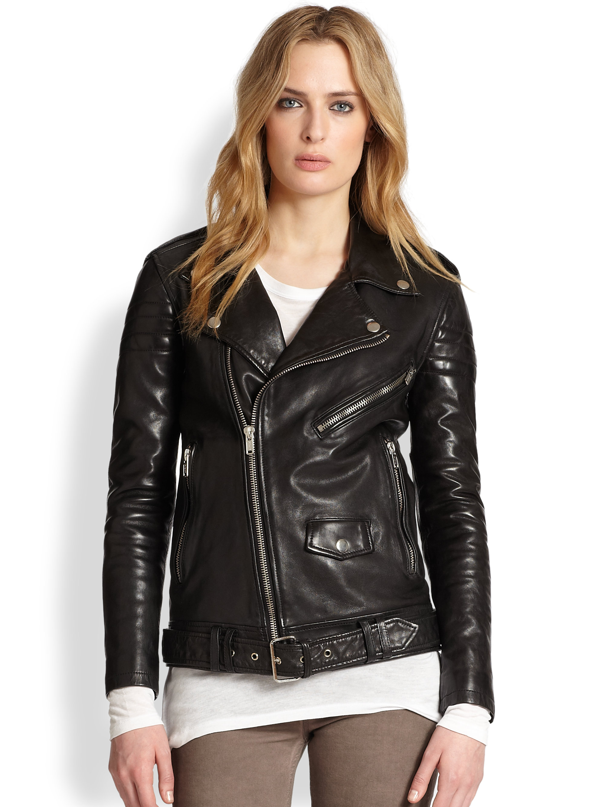 Blk dnm Leather Motorcycle Jacket in Black (BLAK) | Lyst