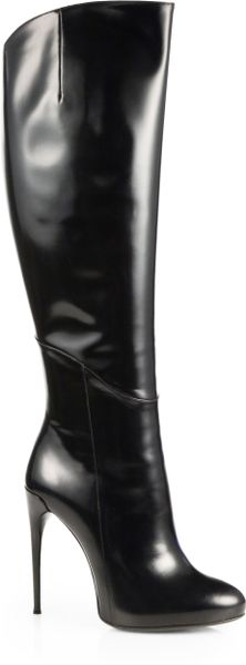 Gucci Patent Leather Kneehigh Boots in Black | Lyst
