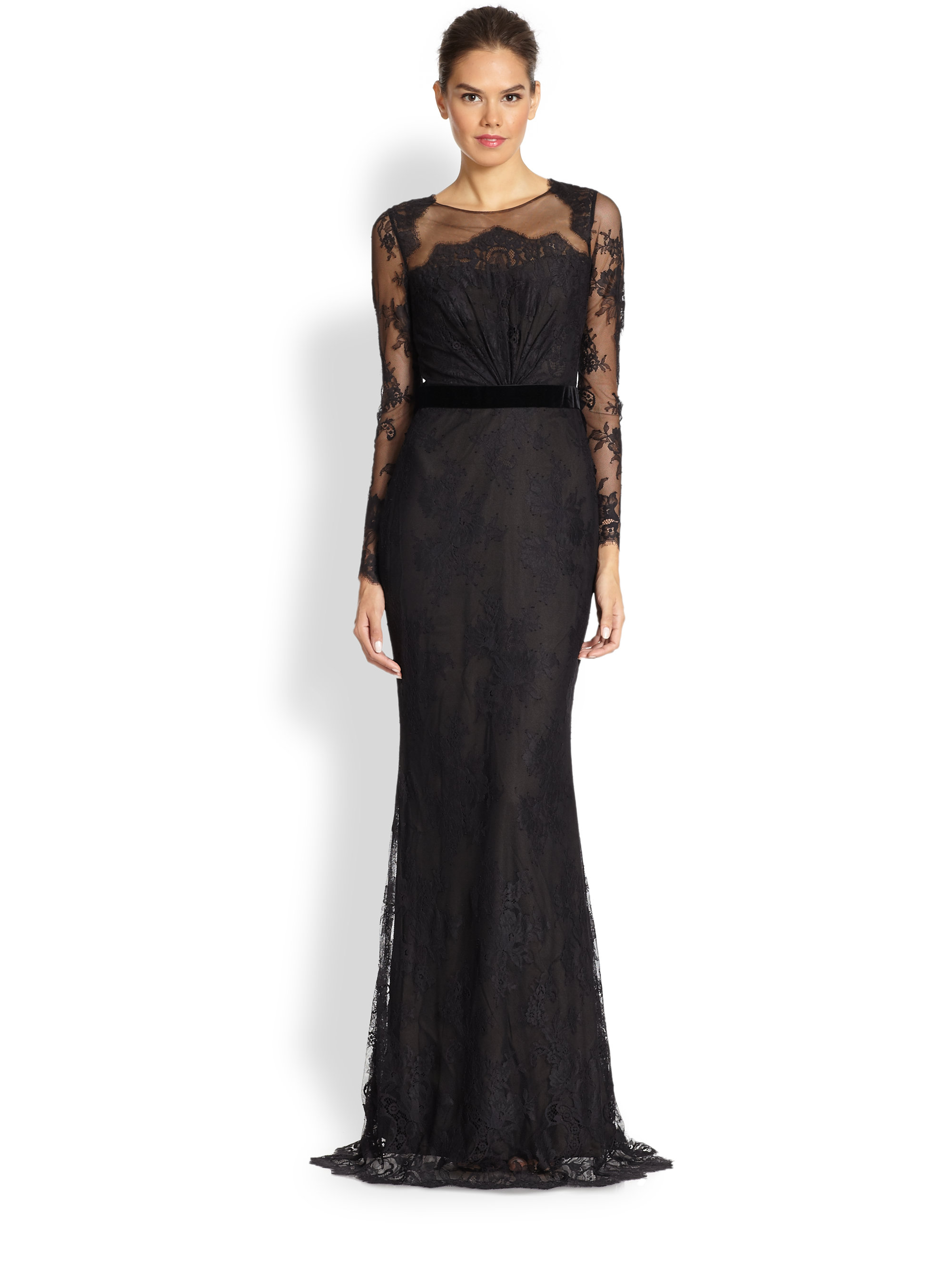 Lyst - Notte By Marchesa Floral Lace Gown in Black